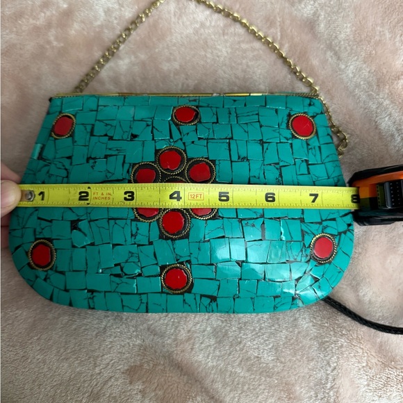 Turquoise and Red Mosaic Women Bag - Picture 15 of 16